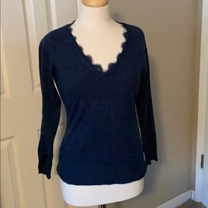 V neck navy lace sweater. New York & co size small